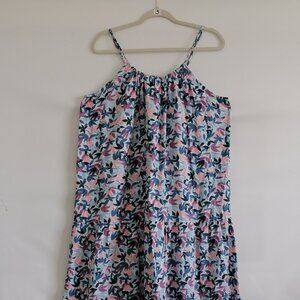 Dip Womens Multicolor Floral Gathered Neckline Tiered Midi Sundress Size XL